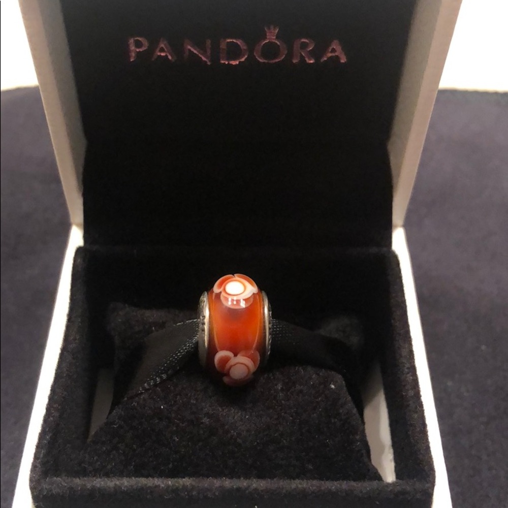 Pandora Murano Glass Red Floral design Bead